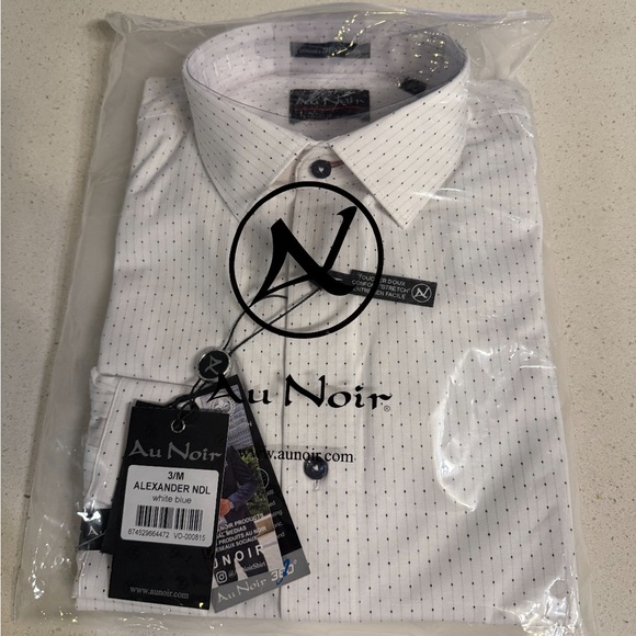 Au Noir Other - Au Noir Men's White and Blue Dress Shirt